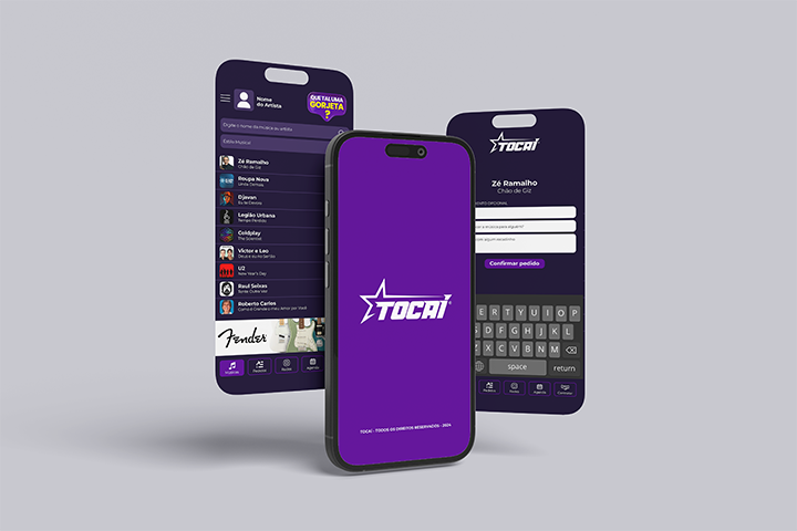 Mockup do aplicativo TOCAÍ
